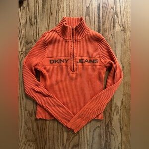 DKNY Orange Ribbed Turtleneck Sweater